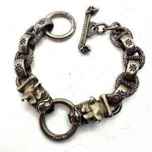 Gaboratory Vintage Sterling Silver Double Dog Biker Heavy BRACELET 101g